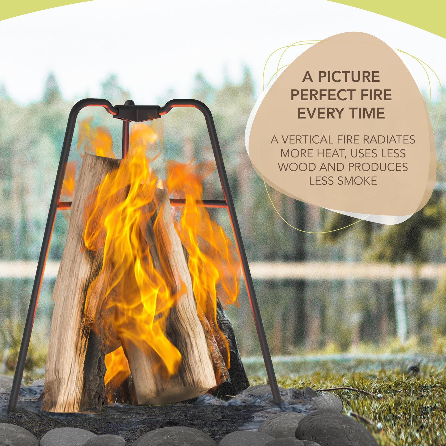 Flame Frame Vertical Bonfire Builder | Black Cast Steel